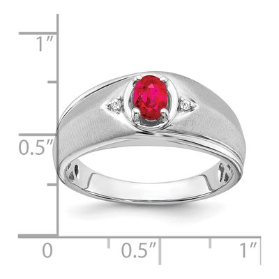 Men's 14K White Gold Ruby & Diamond Oval Ring – view 4