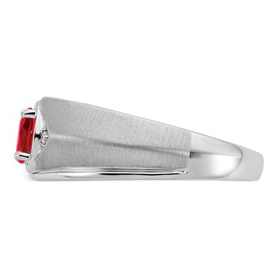 Men's 14K White Gold Ruby & Diamond Oval Ring – view 5