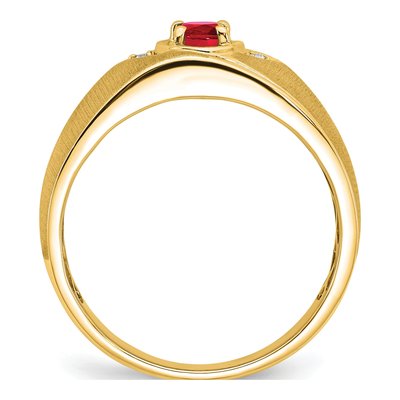 Men's 14K Yellow Gold Ruby & Diamond Oval Ring – view 3
