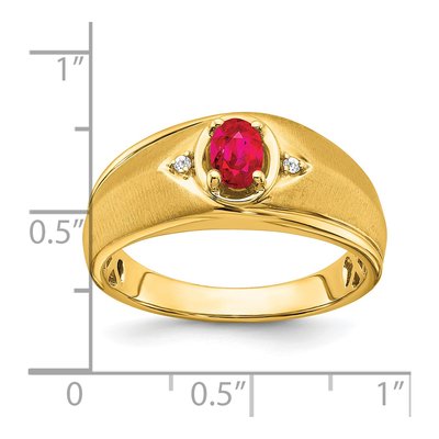 Men's 14K Yellow Gold Ruby & Diamond Oval Ring – view 4