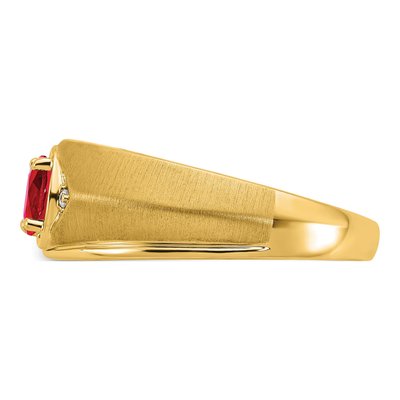 Men's 14K Yellow Gold Ruby & Diamond Oval Ring – view 5