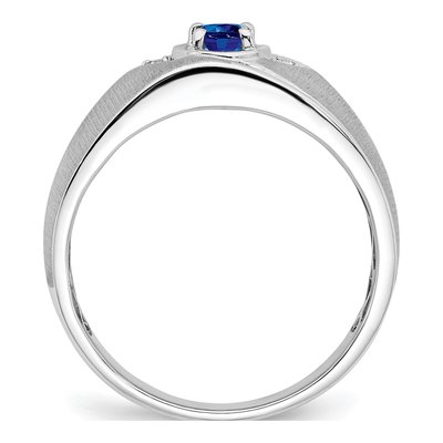 Men's 14K White Gold Sapphire & Diamond Oval Ring – view 3
