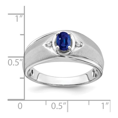 Men's 14K White Gold Sapphire & Diamond Oval Ring – view 4