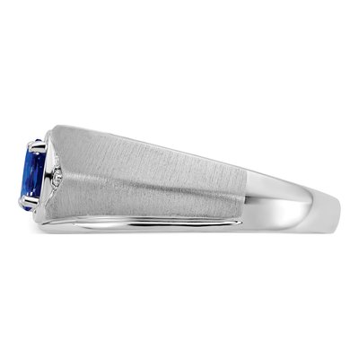 Men's 14K White Gold Sapphire & Diamond Oval Ring – view 5