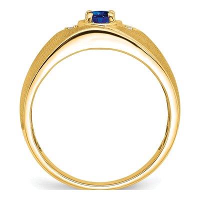 Men's 14K Yellow Gold Sapphire & Diamond Oval Ring – view 2