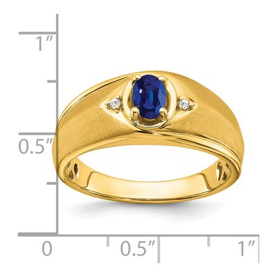 Men's 14K Yellow Gold Sapphire & Diamond Oval Ring – view 3