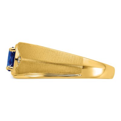 Men's 14K Yellow Gold Sapphire & Diamond Oval Ring – view 4
