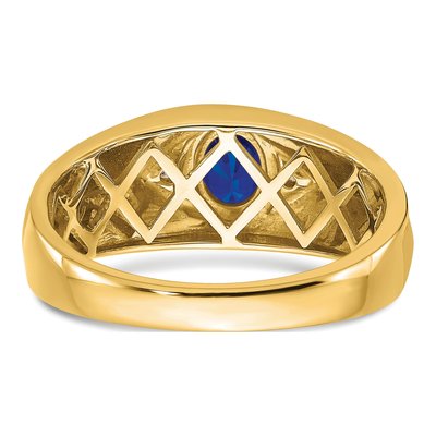 Men's 14K Yellow Gold Sapphire & Diamond Oval Ring – view 6