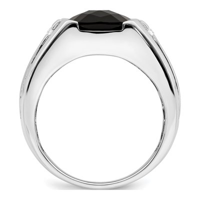 Men's 14K White Gold 1/10 ct tw Onyx & Diamond Cushion Ring – view 3