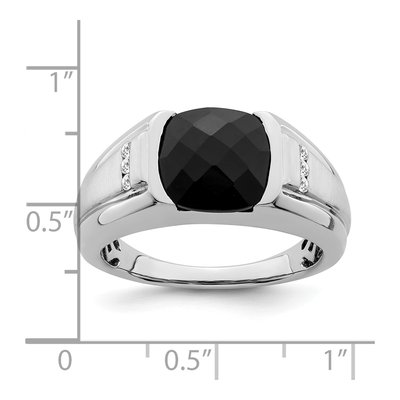 Men's 14K White Gold 1/10 ct tw Onyx & Diamond Cushion Ring – view 4