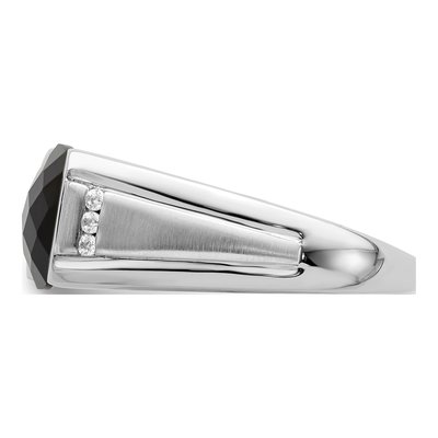 Men's 14K White Gold 1/10 ct tw Onyx & Diamond Cushion Ring – view 5