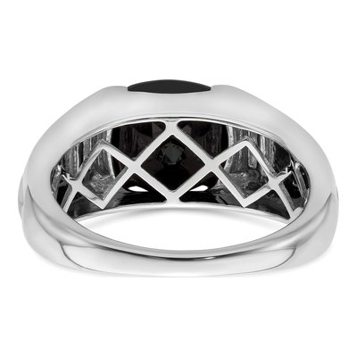 Men's 14K White Gold 1/10 ct tw Onyx & Diamond Cushion Ring – view 7