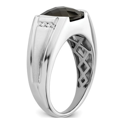Men's 14K White Gold 1/10 ct tw Onyx & Diamond Cushion Ring – view 8