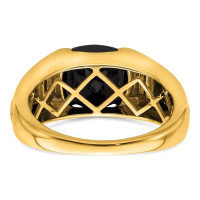 Men's 14K Yellow Gold 1/10 ct tw Onyx & Diamond Cushion Ring – view 7