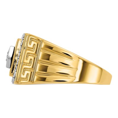 Men's 14K Yellow Gold 1/5 ct tw Onyx & Diamond Rectangle Greek Key Design Ring – view 5
