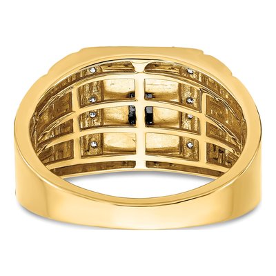 Men's 14K Yellow Gold 1/5 ct tw Onyx & Diamond Rectangle Greek Key Design Ring – view 7