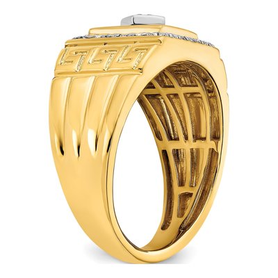 Men's 14K Yellow Gold 1/5 ct tw Onyx & Diamond Rectangle Greek Key Design Ring – view 8