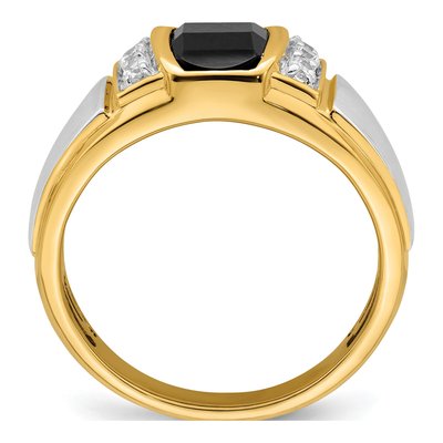 Men's 14K Two-Tone Gold 1/5 ct tw Onyx & Diamond Barrel Ring – view 3