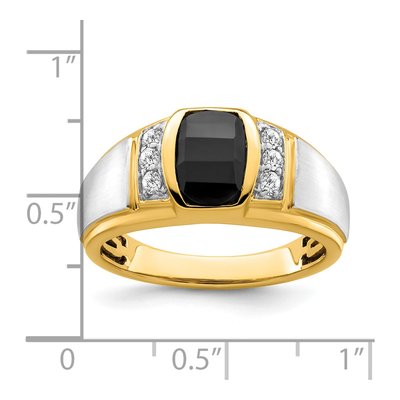 Men's 14K Two-Tone Gold 1/5 ct tw Onyx & Diamond Barrel Ring – view 4