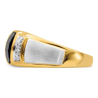 Men's 14K Two-Tone Gold 1/5 ct tw Onyx & Diamond Barrel Ring – view 5