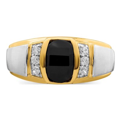 Men's 14K Two-Tone Gold 1/5 ct tw Onyx & Diamond Barrel Ring – view 6