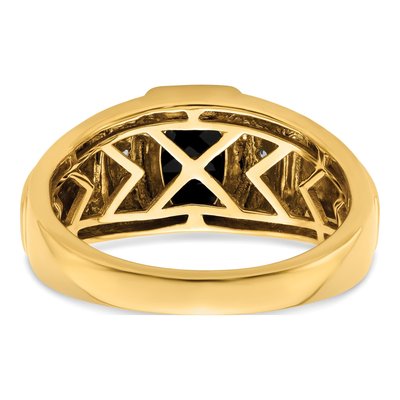 Men's 14K Two-Tone Gold 1/5 ct tw Onyx & Diamond Barrel Ring – view 7