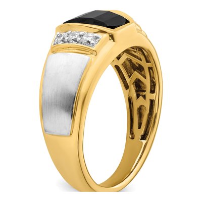 Men's 14K Two-Tone Gold 1/5 ct tw Onyx & Diamond Barrel Ring – view 8