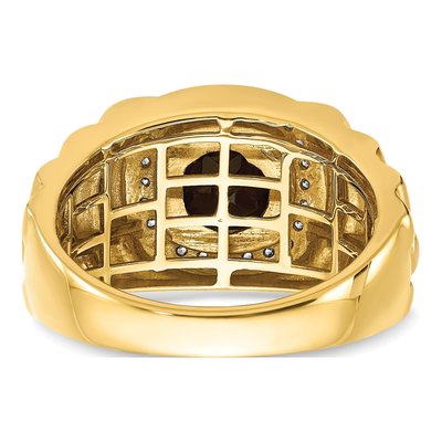 Men's 14K Yellow Gold 1/4 ct tw Onyx & Diamond Cushion Halo Textured Ring – view 6