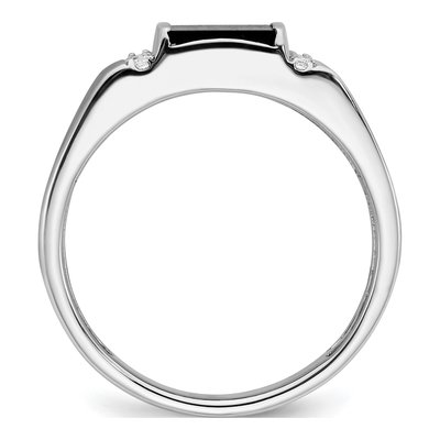 Men's 14K White Gold 1/8 ct tw Onyx & Diamond Square Ring – view 2