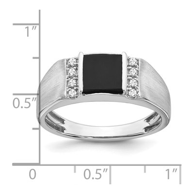 Men's 14K White Gold 1/8 ct tw Onyx & Diamond Square Ring – view 3