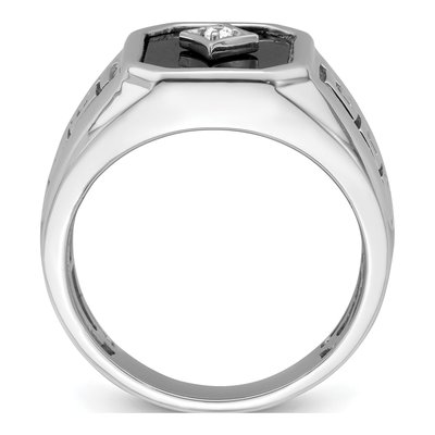 Men's 14K White Gold Onyx & Diamond Greek Key Ring – view 2