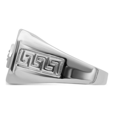 Men's 14K White Gold Onyx & Diamond Greek Key Ring – view 4