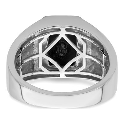 Men's 14K White Gold Onyx & Diamond Greek Key Ring – view 6