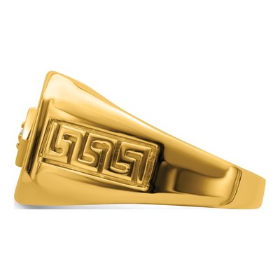 Men's 14K Yellow Gold Onyx & Diamond Greek Key Ring – view 4