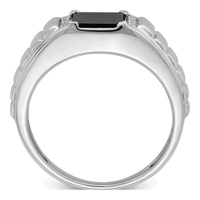 Men's 14K White Gold Onyx & Diamond Square Ring – view 2