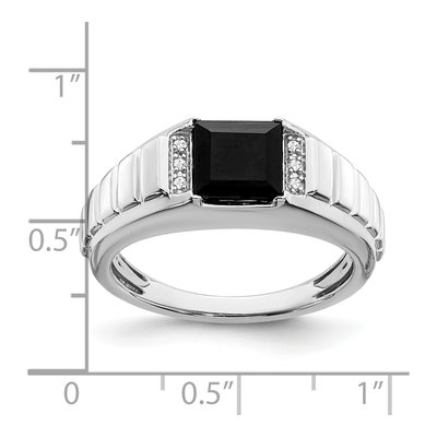 Men's 14K White Gold Onyx & Diamond Square Ring – view 3