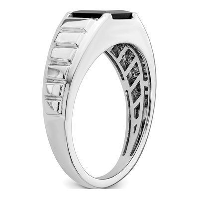 Men's 14K White Gold Onyx & Diamond Square Ring – view 7