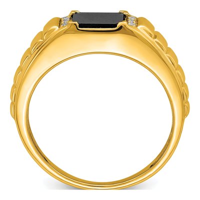 Men's 14K Yellow Gold Onyx & Diamond Square Ring – view 2