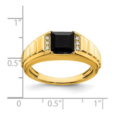 Men's 14K Yellow Gold Onyx & Diamond Square Ring – view 3