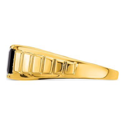 Men's 14K Yellow Gold Onyx & Diamond Square Ring – view 4
