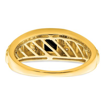 Men's 14K Yellow Gold Onyx & Diamond Square Ring – view 6