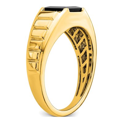 Men's 14K Yellow Gold Onyx & Diamond Square Ring – view 7