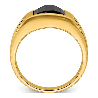 Men's 14K Yellow Gold 1/20 ct tw Onyx & Diamond Barrel Ring – view 2