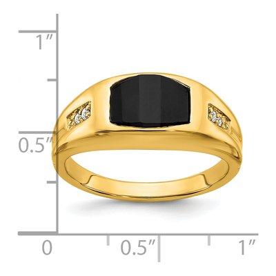 Men's 14K Yellow Gold 1/20 ct tw Onyx & Diamond Barrel Ring – view 3