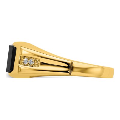 Men's 14K Yellow Gold 1/20 ct tw Onyx & Diamond Barrel Ring – view 4