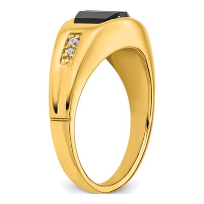 Men's 14K Yellow Gold 1/20 ct tw Onyx & Diamond Barrel Ring – view 7