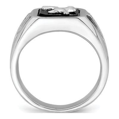 Men's 14K White Gold 1/20 ct tw Onyx & Diamond Eagle Ring – view 2
