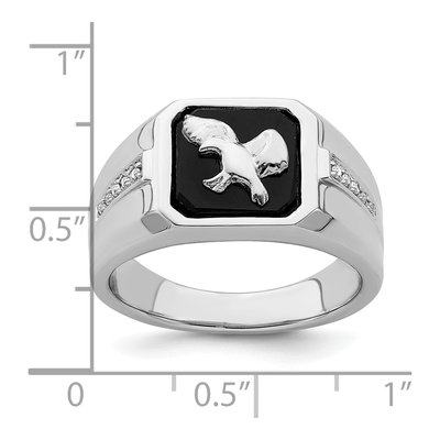 Men's 14K White Gold 1/20 ct tw Onyx & Diamond Eagle Ring – view 3