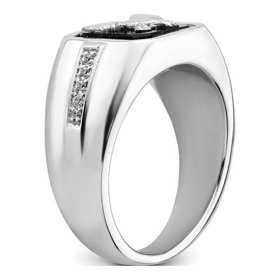 Men's 14K White Gold 1/20 ct tw Onyx & Diamond Eagle Ring – view 7