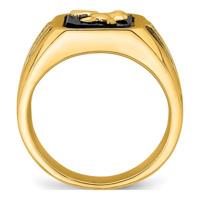 Men's 14K Yellow Gold 1/20 ct tw Onyx & Diamond Eagle Ring – view 3